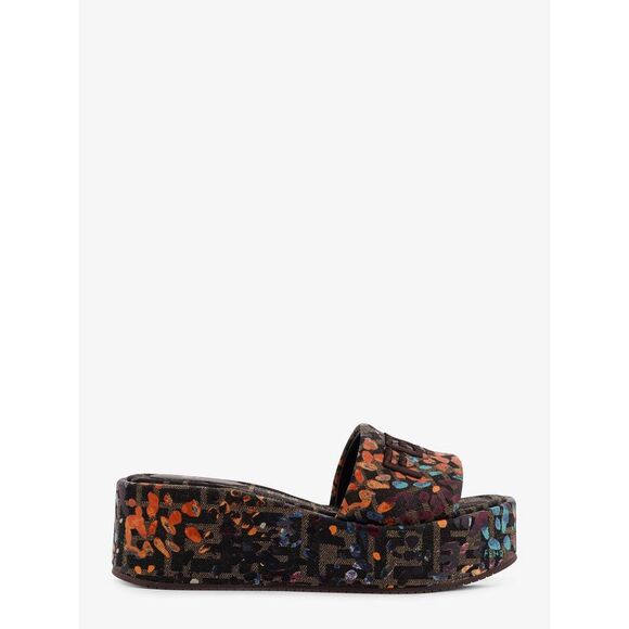 Fendi Women Ff Fabric Sandals With Multicolor Detail